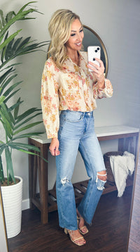 Tena Floral Button Up Top