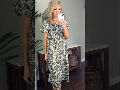 Jenna Puff Sleeve Square Neck Maxi Dress