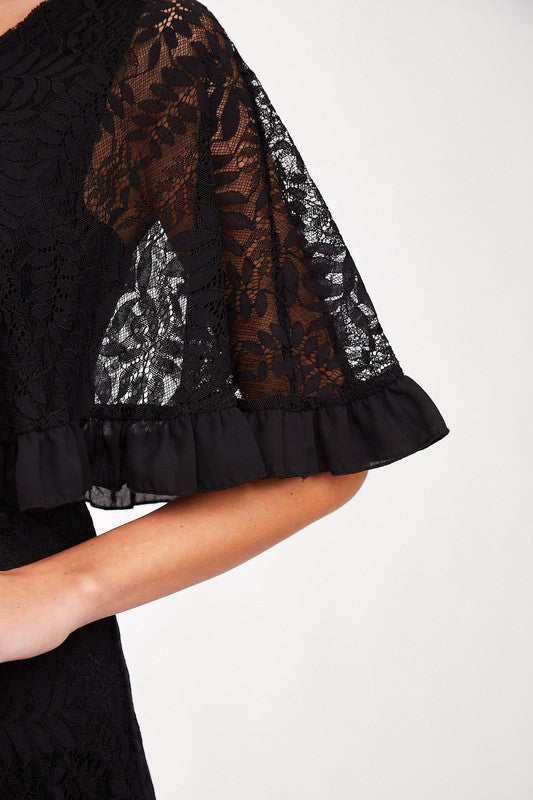 All to Myself Lace Bat Wing Dress