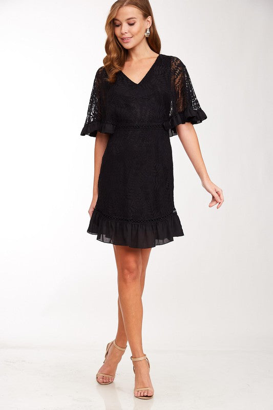 All to Myself Lace Bat Wing Dress