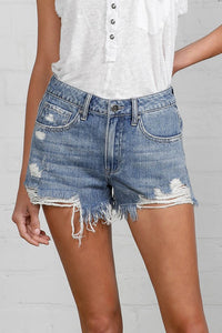 INSANE GENE Scarlette Distressed Medium Wash Denim Shorts