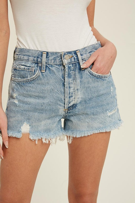 Ashtynn High Waisted Mineral Wash Jean Shorts