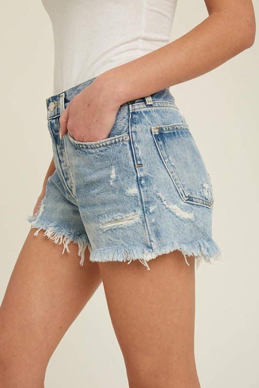 Ashtynn High Waisted Mineral Wash Jean Shorts