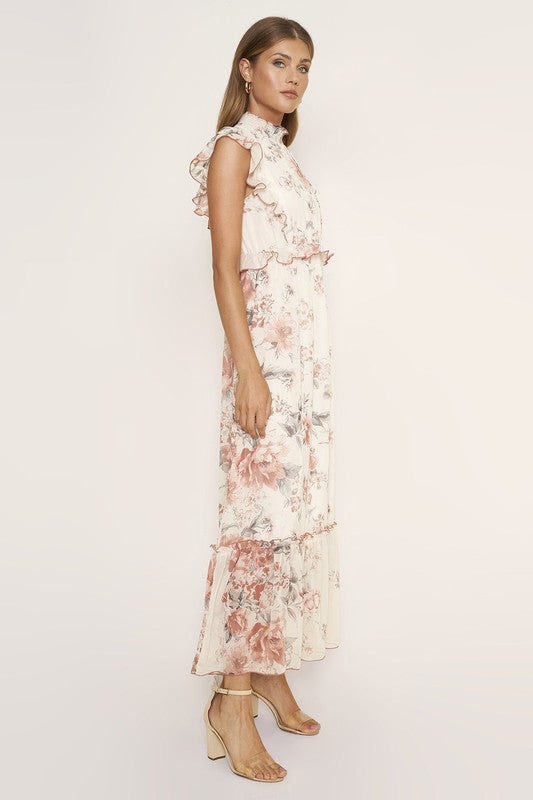 Cleo Ruffle Floral Midi Dress