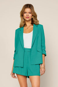 Demi Floral Lined Blazer (Green)