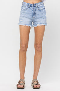 Calli High Rise Distressed Jean Shorts