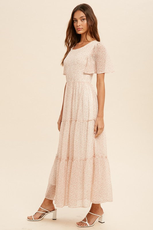 Peony Smocked Maxi Dress (Light Pink)