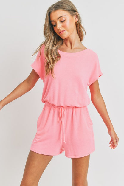 Elsa Elastic Waist Shirt Romper (Light Pink)