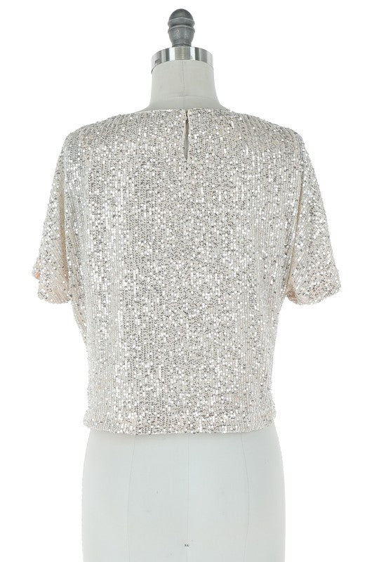 Choose to Sparkle Batwing Sleeve Sequin Top