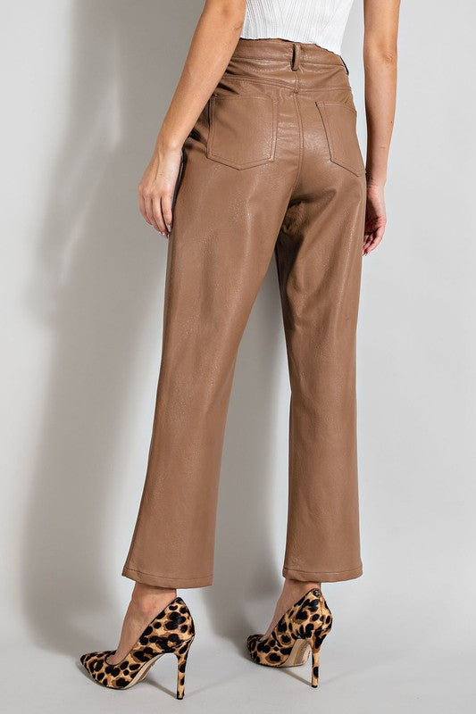 Holmes Faux Leather Straight Leg Pants