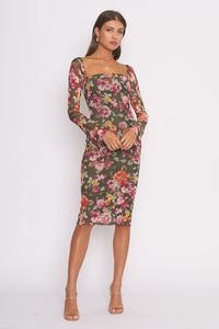 Karyssa Floral Mesh Midi Dress