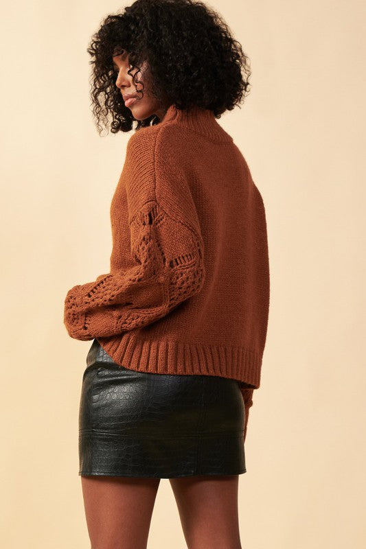 Rayanne Mock Neck Knit Sweater (Toffee)