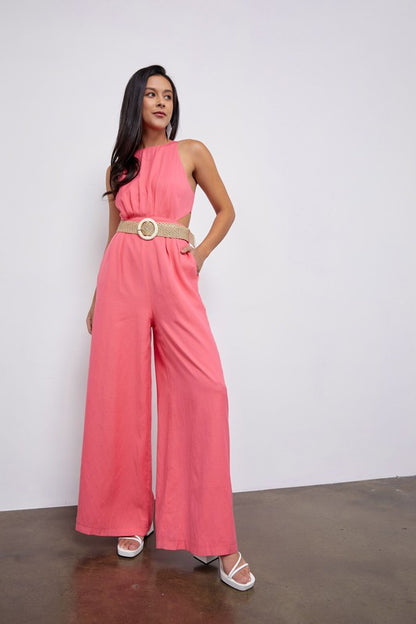 Rudy Cut Out Jumpsuit (Coral Pink)