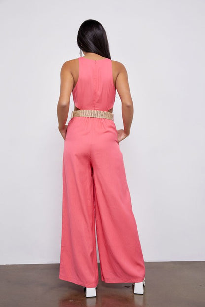 Rudy Cut Out Jumpsuit (Coral Pink)