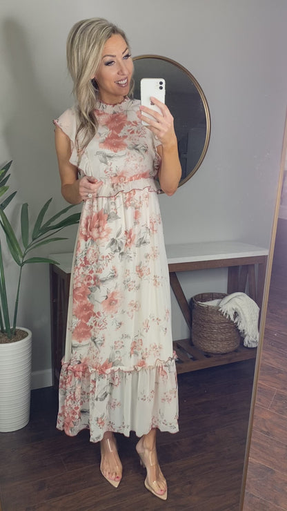 Cleo Ruffle Floral Midi Dress