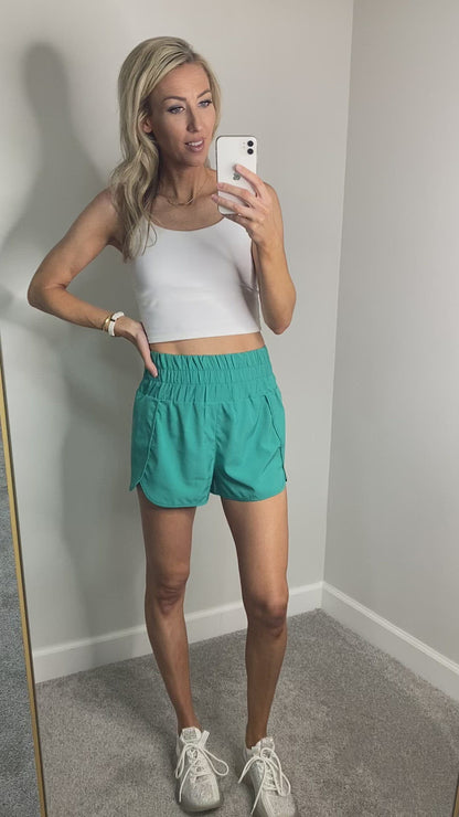 Baxter Wide Elastic Waist Shorts (Teal)