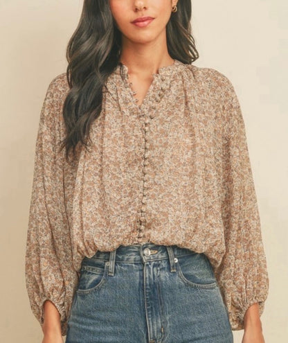 Amber Floral Button Down Crop Top
