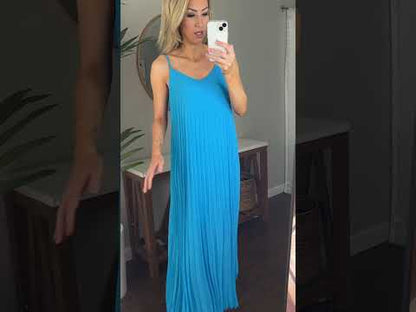 Corinna Pleated Maxi Dress (Vivid Blue)