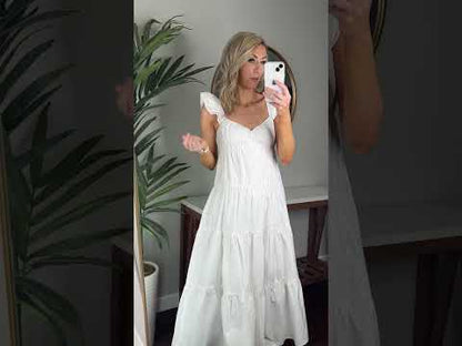 Ellenora Poplin Ruffle Sleeve Maxi Dress (Lavendar)