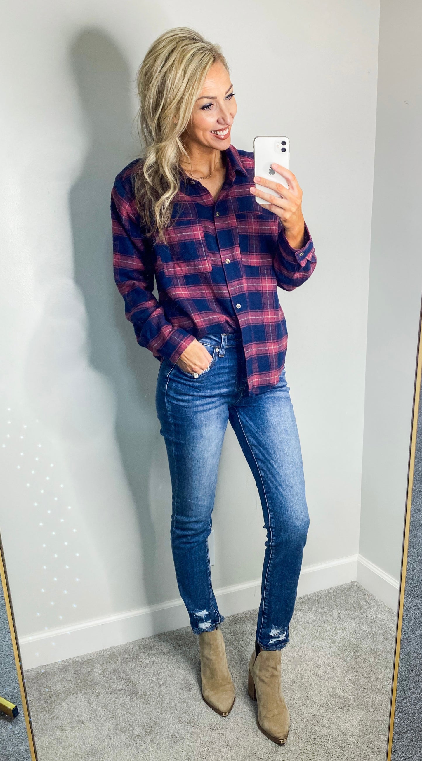 Evett Plaid Shirt (Navy)