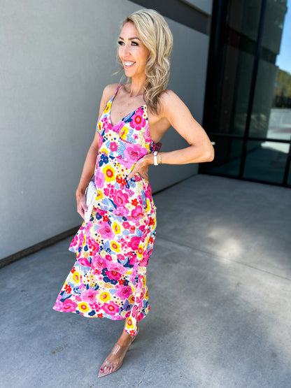 Summersalt Floral Yanni Ruffle Tiered Midi Dress