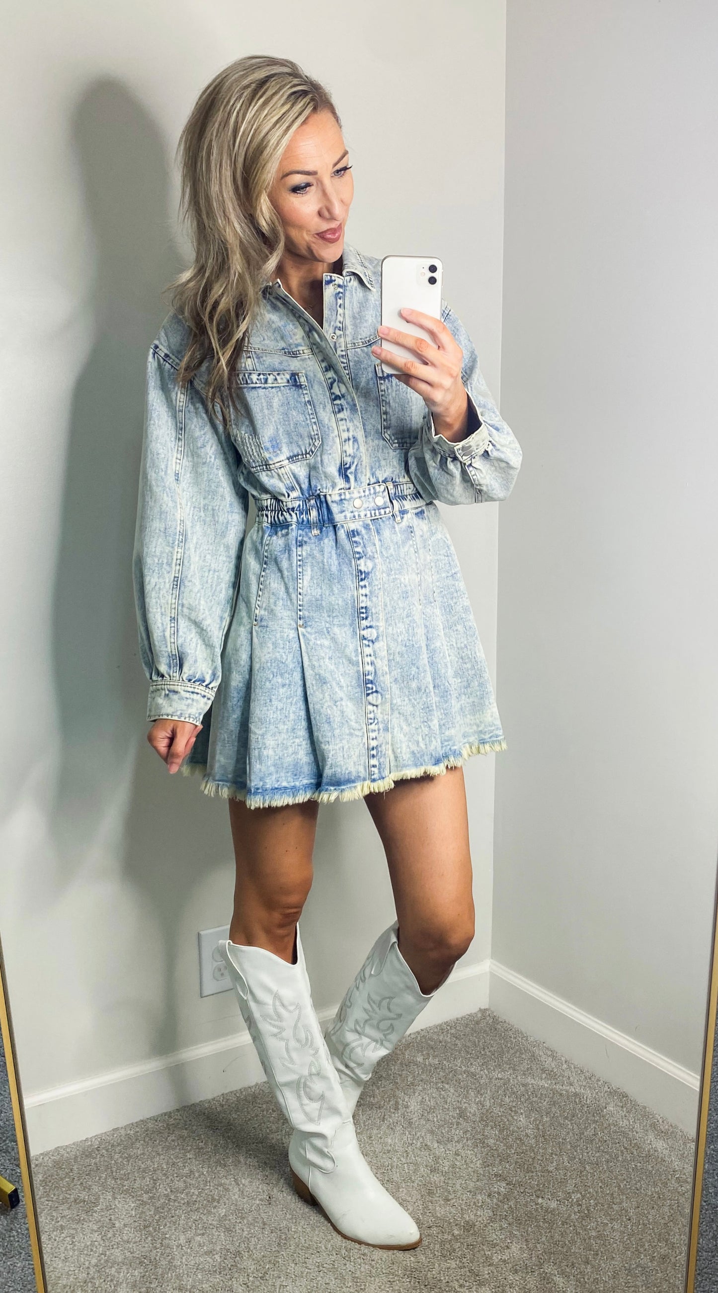 Joslyn Elastic Waist Denim Dress