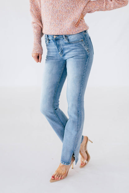 KANCAN Blakely Mid Rise Slim boot Cut Side Split Hem Jeans