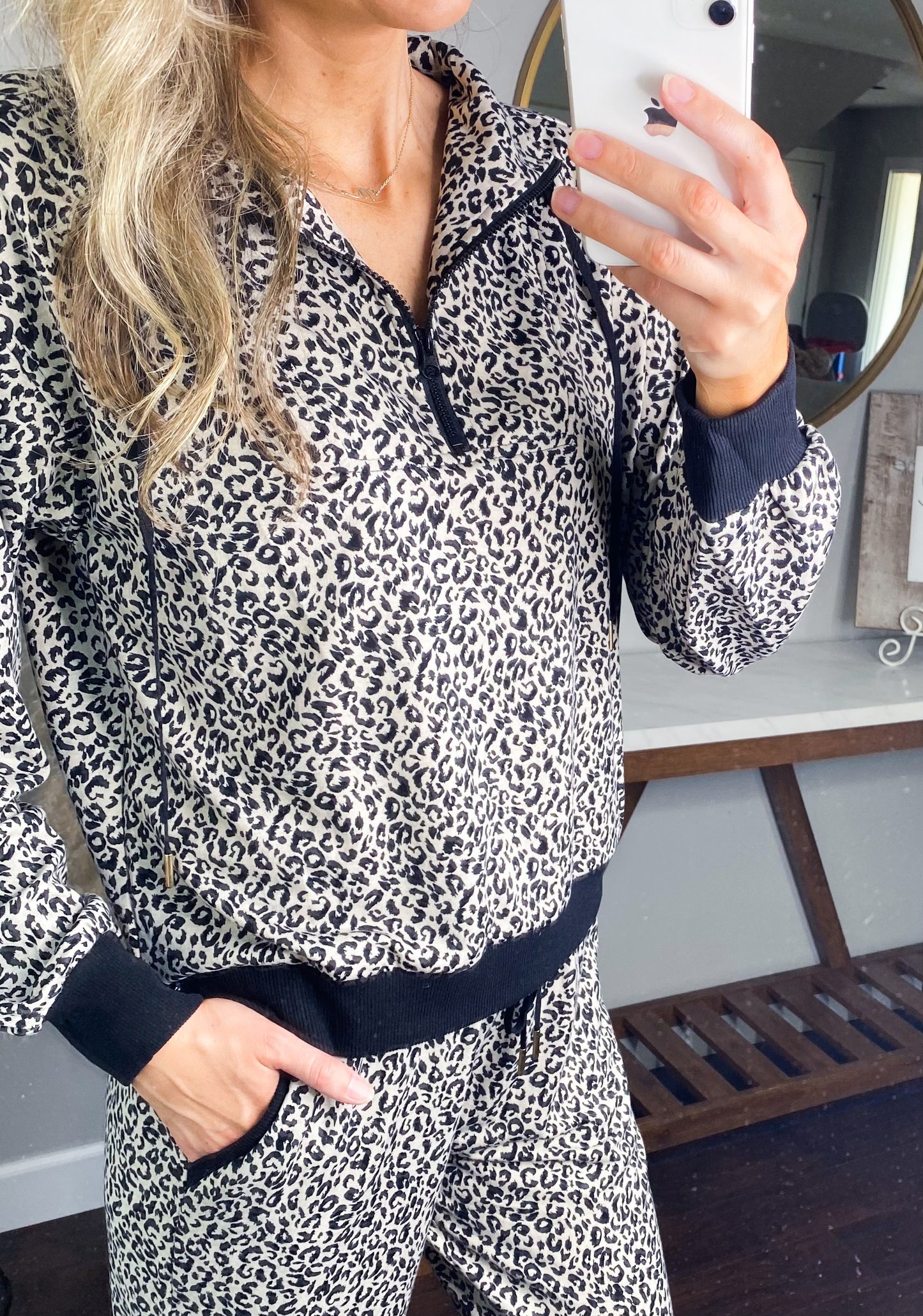 Camil Leopard Half Zip Pullover