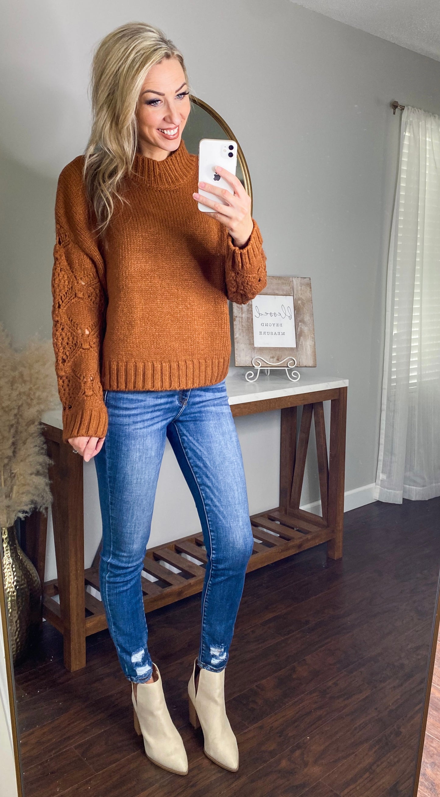 Rayanne Mock Neck Knit Sweater (Toffee)