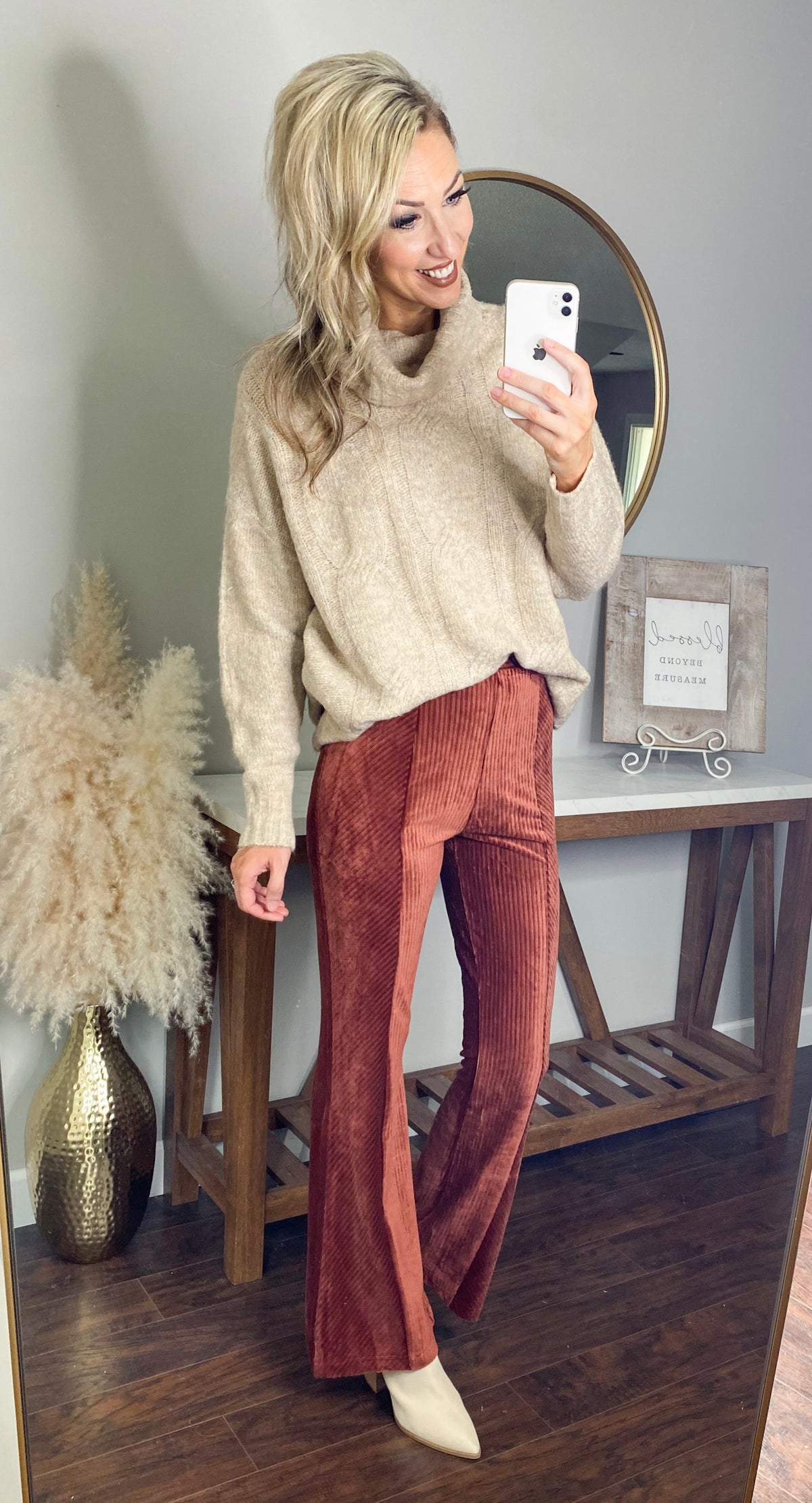 Tucker Ribbed Velvet Stretch Flare Pants