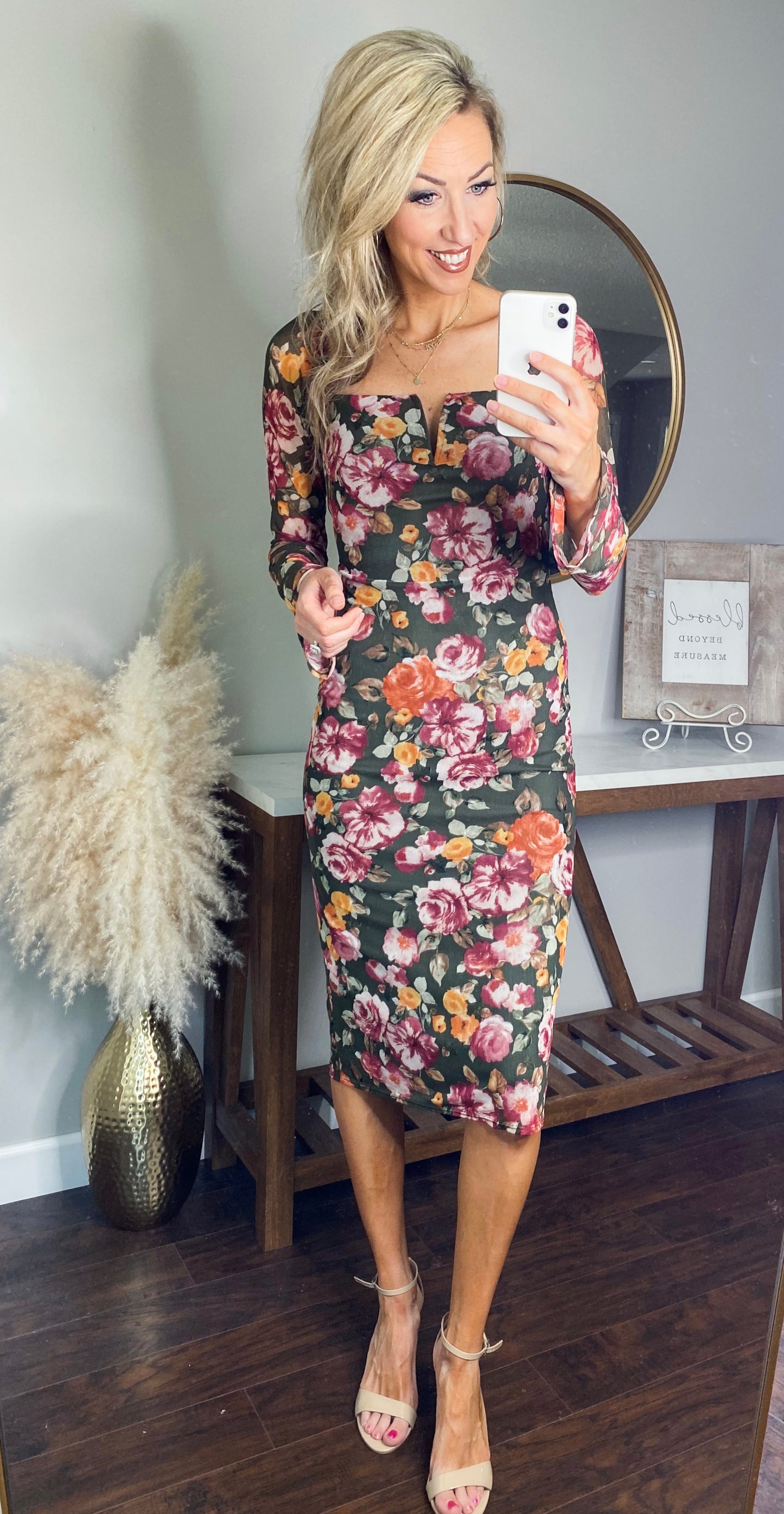 Karyssa Floral Mesh Midi Dress