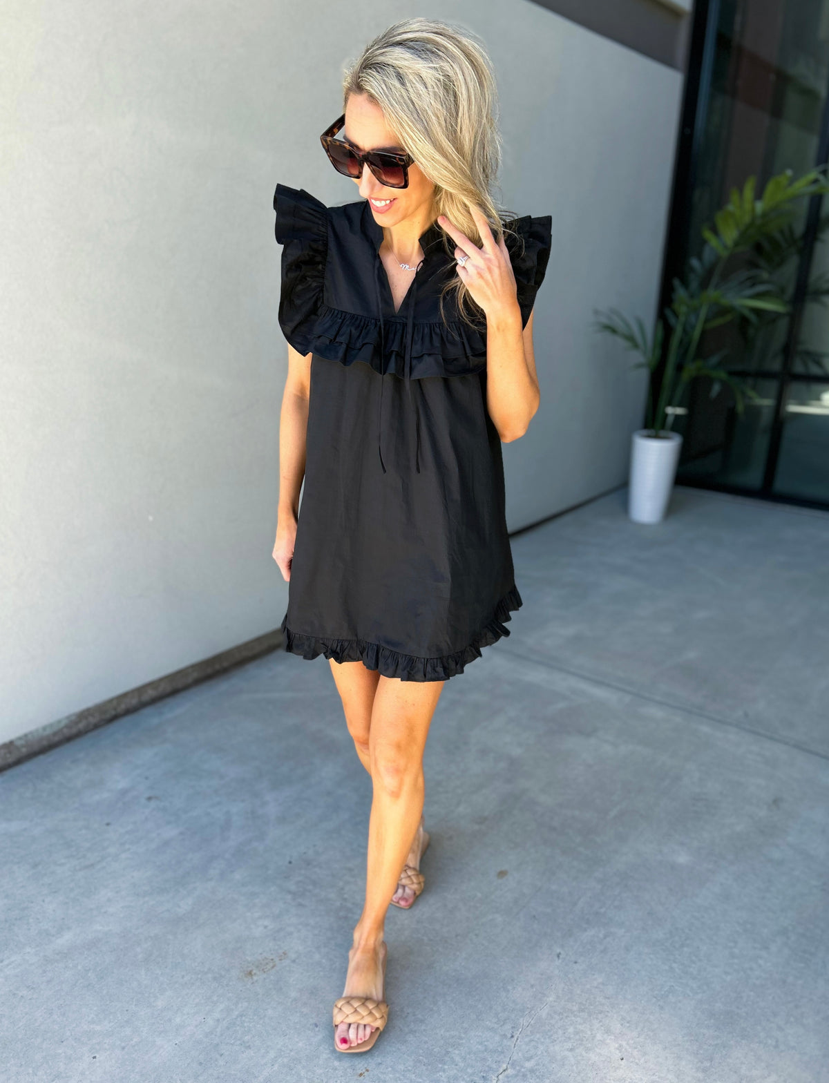 Karly Tie Front Poplin Dress Karly Tie Front Poplin Dress