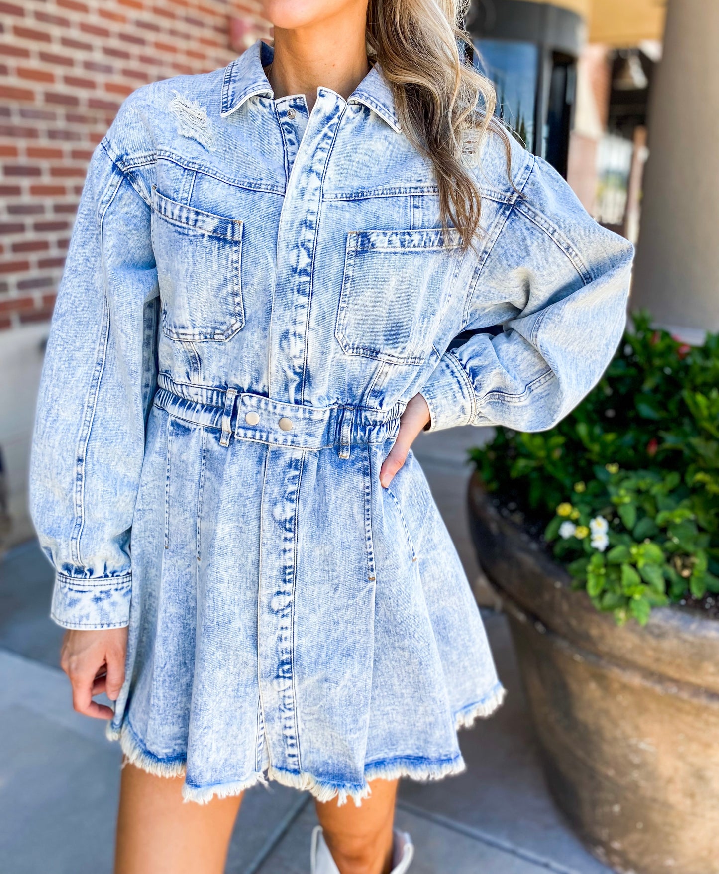 Joslyn Elastic Waist Denim Dress