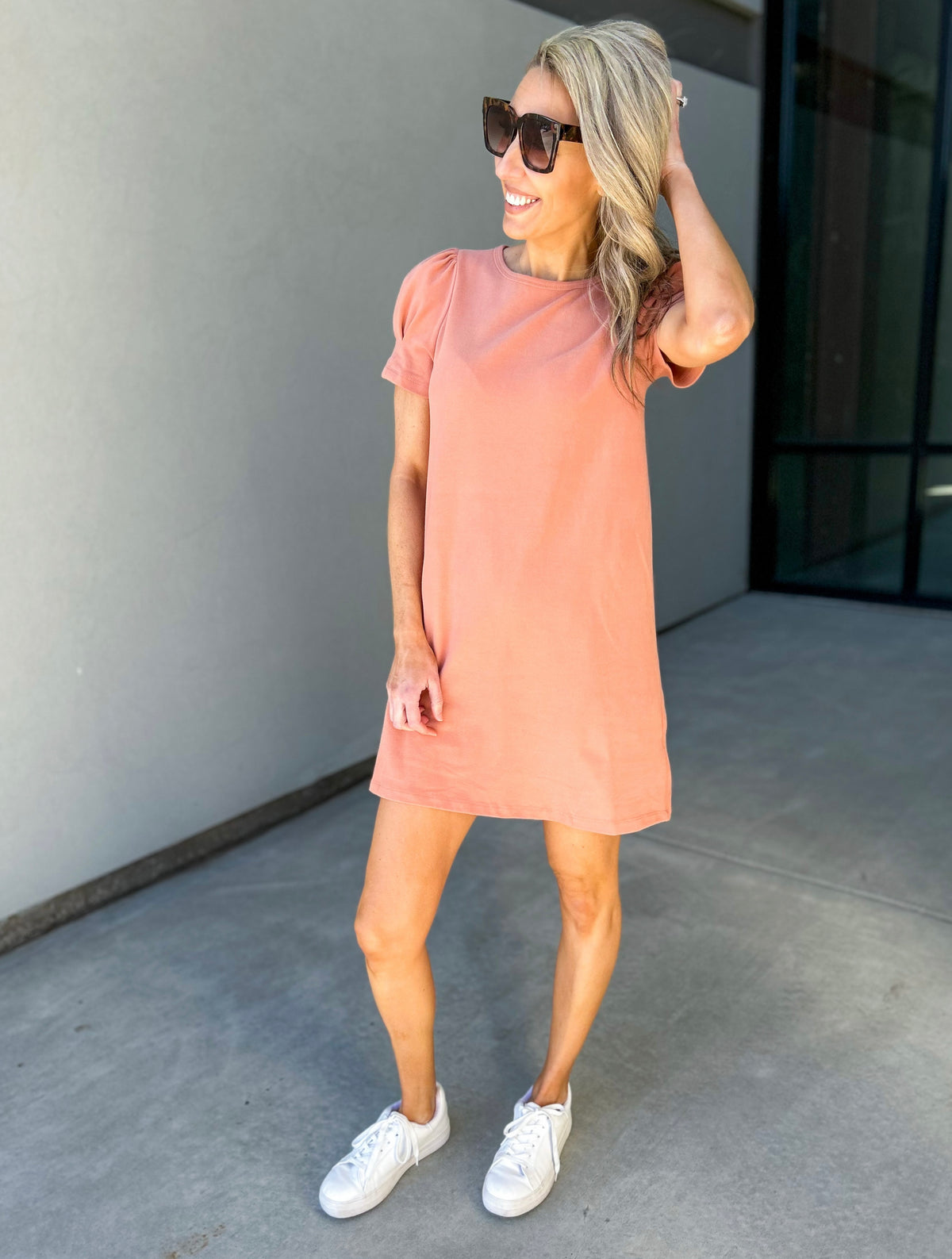 Lorenza Puff Sleeve T-Shirt Dress