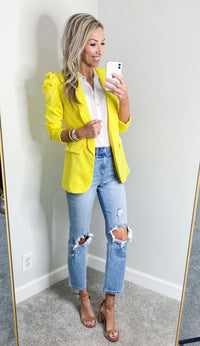 Yolanda Puff Shoulder Blazer (Yellow)