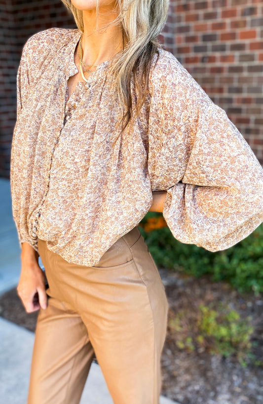 Amber Floral Button Down Crop Top