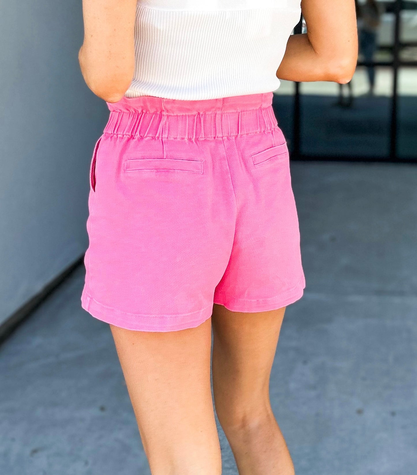 Lenny Paper Bag Denim Shorts (Pink)