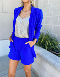 Ella Floral Lined Blazer (Neon Blue)