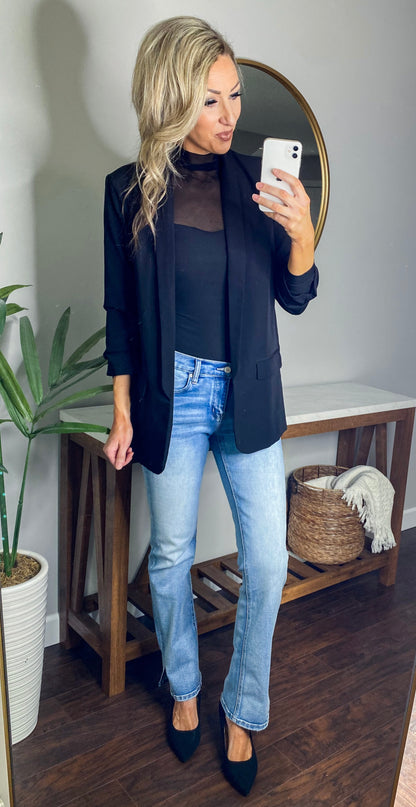Lori Kaye Sheer Mesh High Neck Top