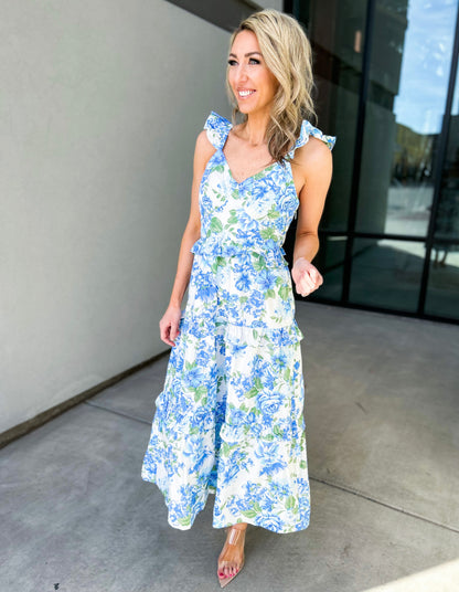 Truth Be Told Blue Floral Maxi Dress