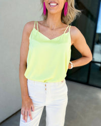 Vinny Satin Cami Tank (Lemon Lime)