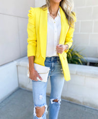 Yolanda Puff Shoulder Blazer (Yellow)