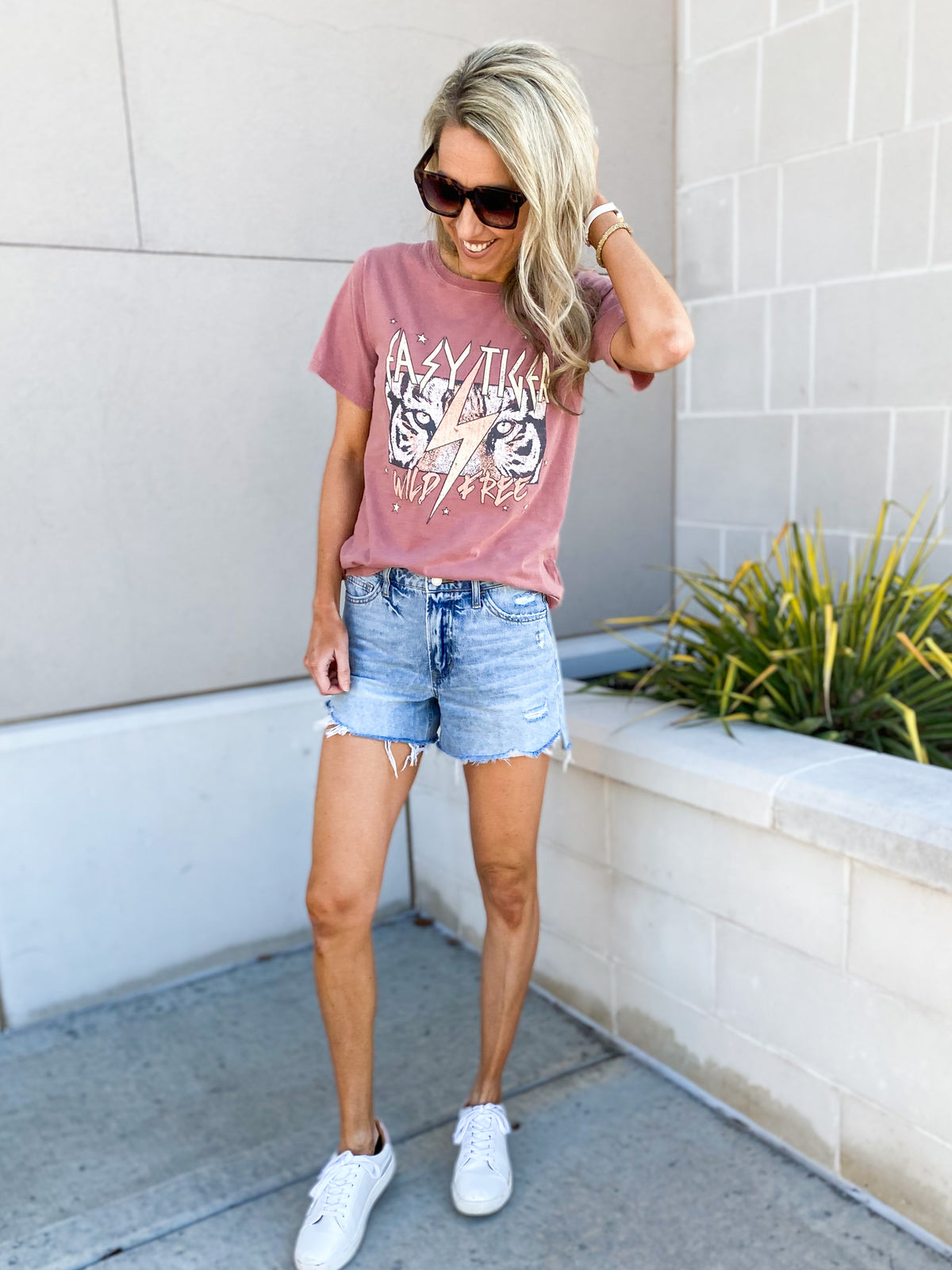 VERVET High Rise Distressed Jean Shorts