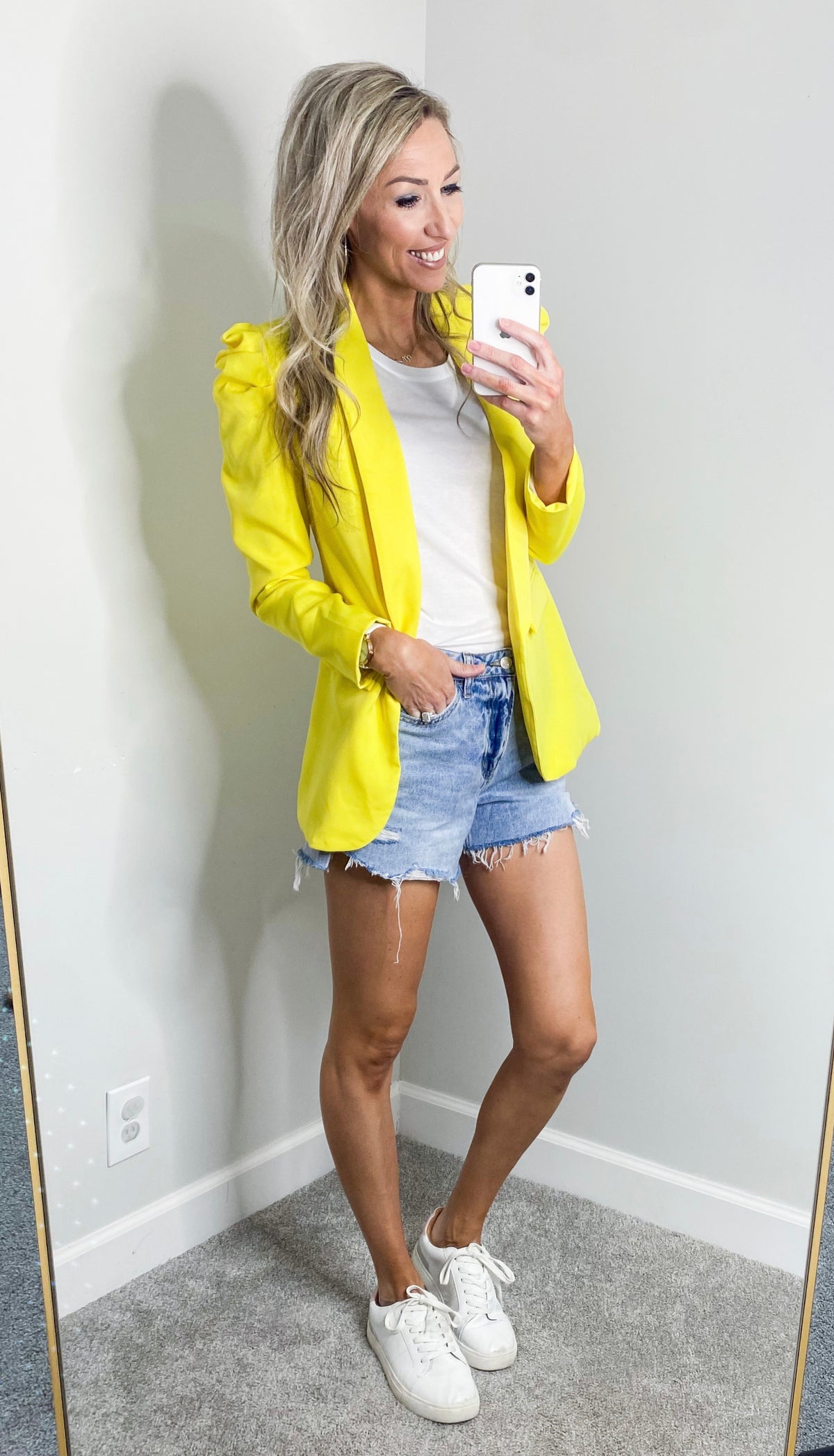 Yolanda Puff Shoulder Blazer (Yellow)