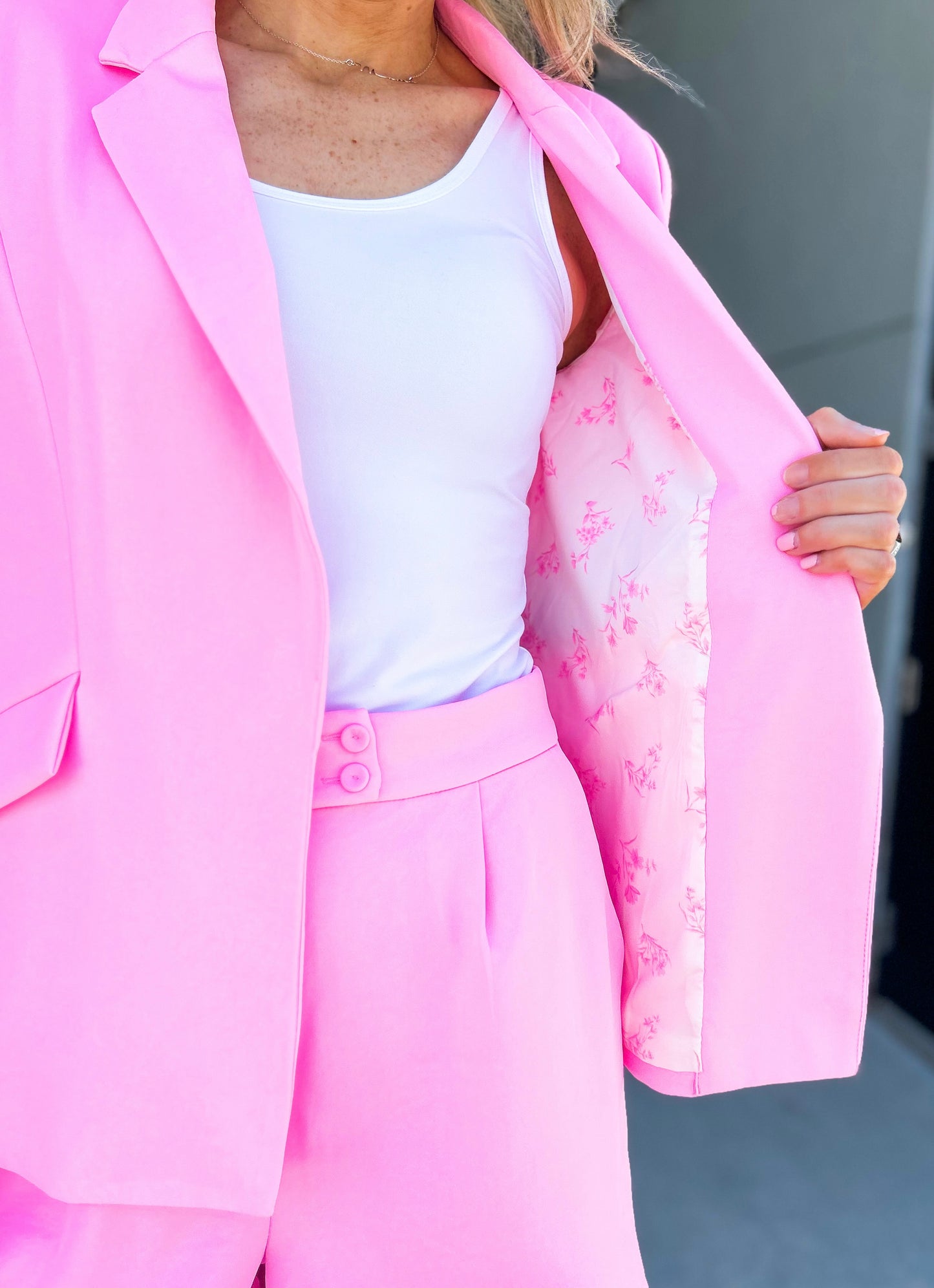 Demi Floral Lined Blazer (Ballerina Pink)