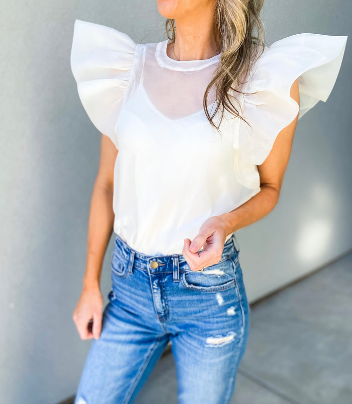 Jordana Ruffle Cap Sleeve Top