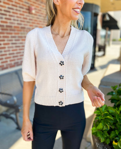 Jewel Button Cardigan Sweater