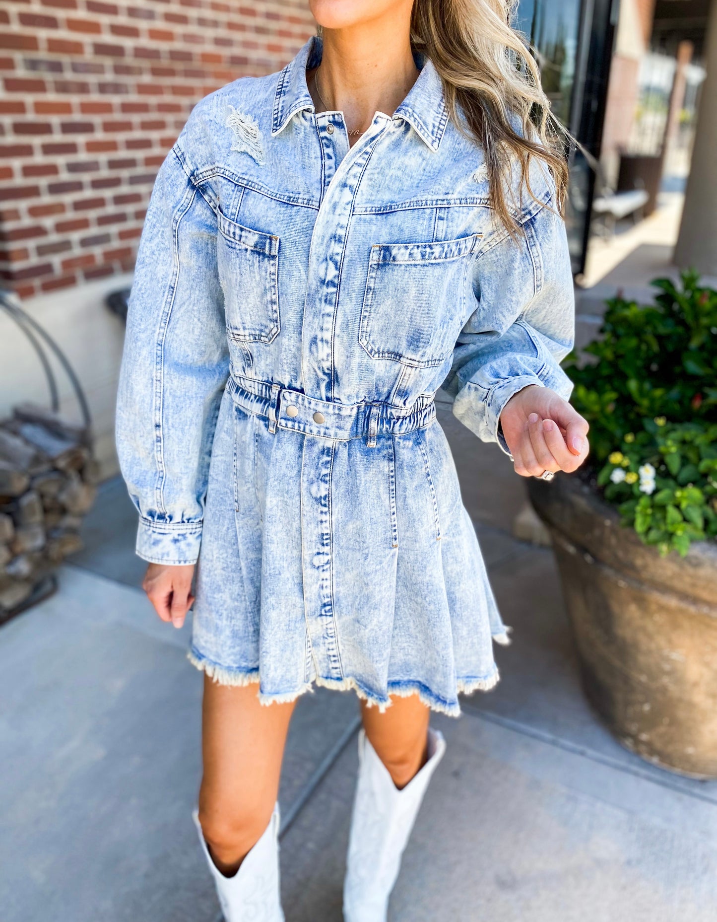 Joslyn Elastic Waist Denim Dress