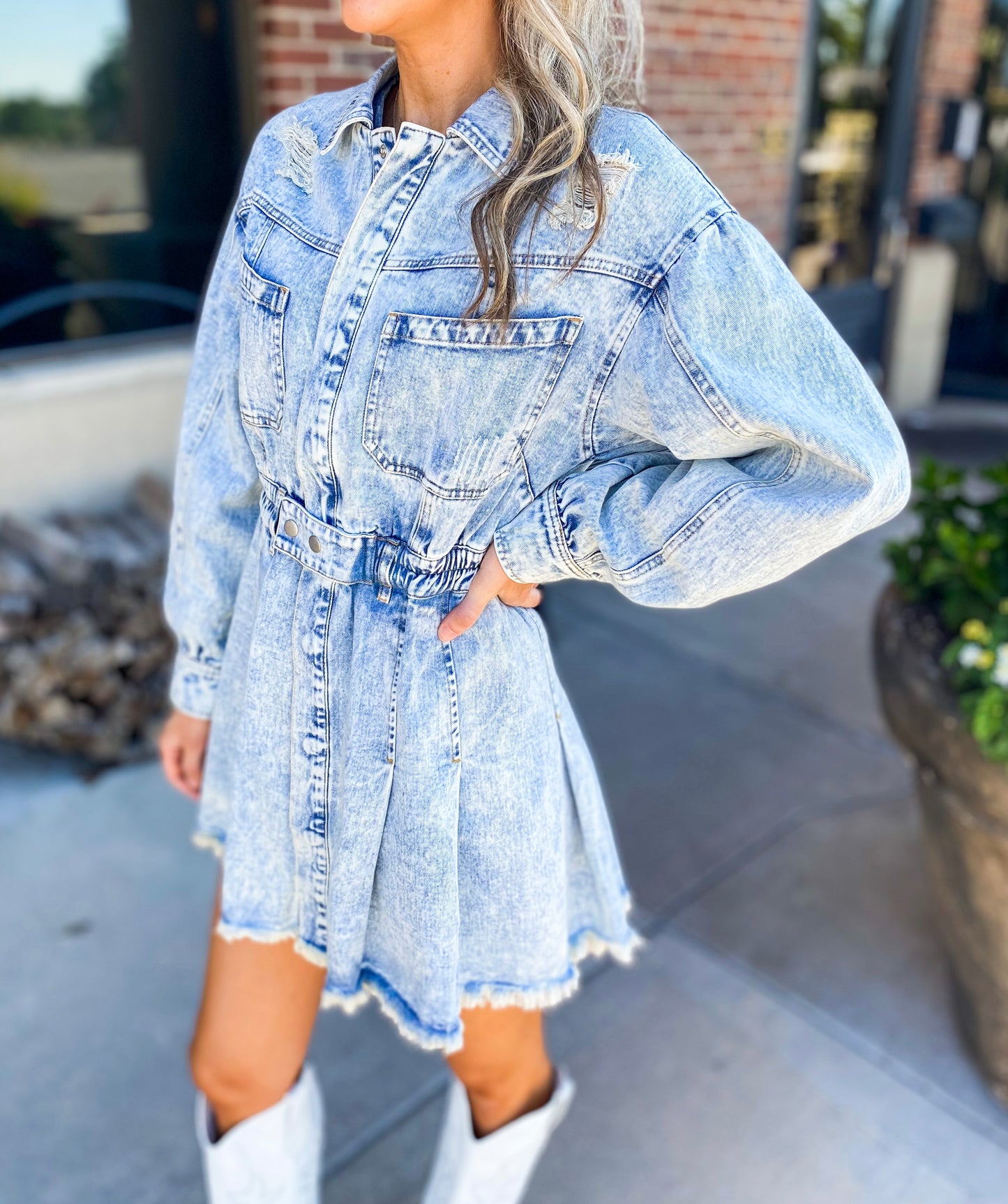 Joslyn Elastic Waist Denim Dress