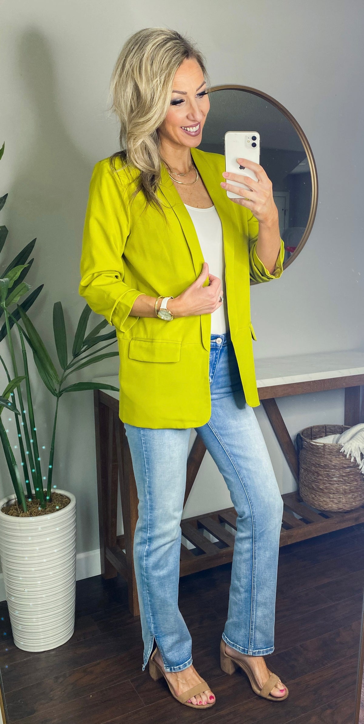 Bonny Boyfriend Blazer (Chartreuse)